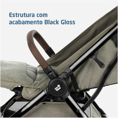 Carrinho de Bebê Maxi-Cosi Eva³ Luxe Twillic Truffle - Estrutura com acabamento Black Gloss